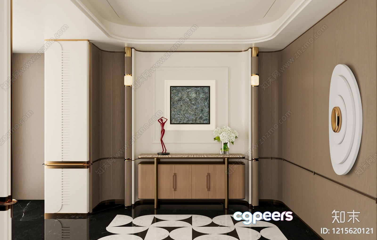 Modern Luxury Hallway 3D Model - 9992 - VRAY Render Modern Luxury Hallway 3D Model - 9992 - VRAY Render