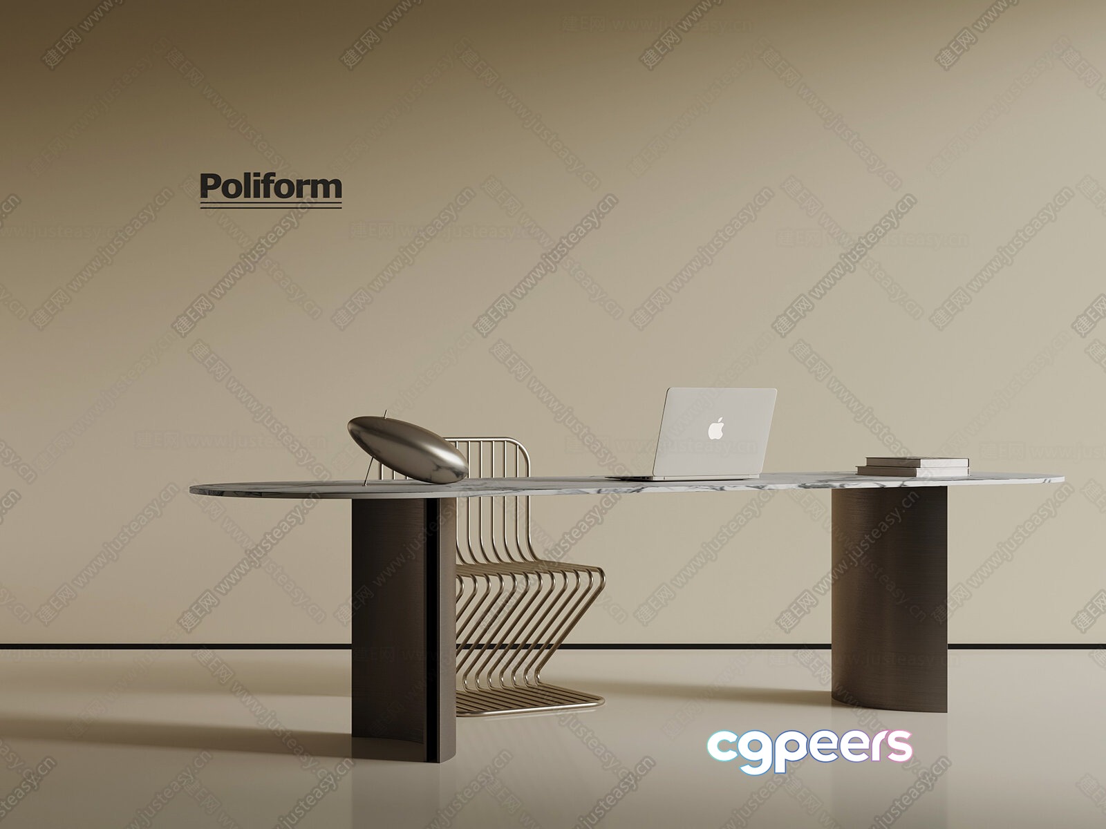 A Modern Office Desk 3D Model - 17380 - VRAY Render