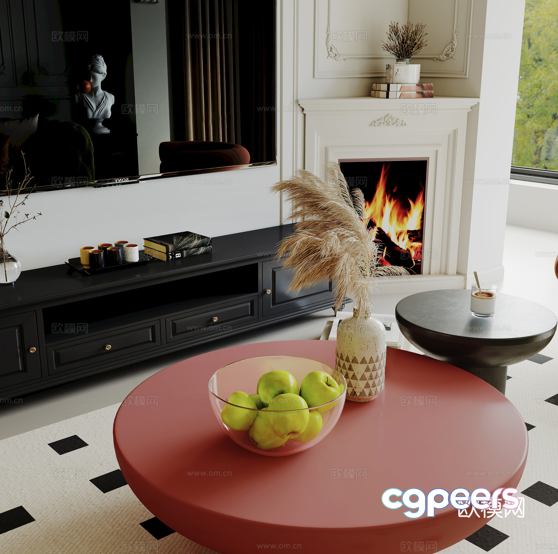 Modern Living Room 3D Model - 1244 - VRAY Render Modern Living Room 3D Model - 1244 - VRAY Render