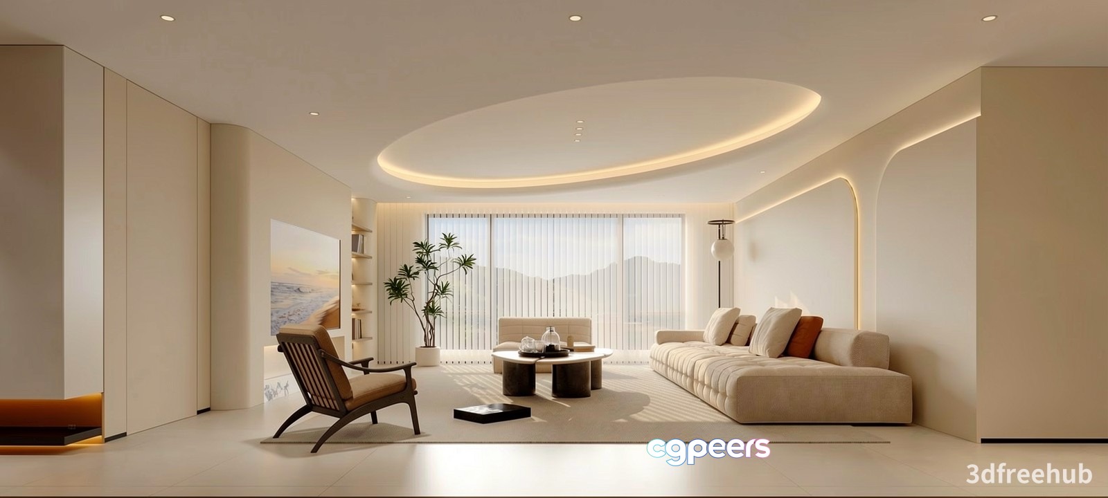 Modern Living Room 3D Model - 18966 - VRAY Render Modern Living Room 3D Model - 18966 - VRAY Render