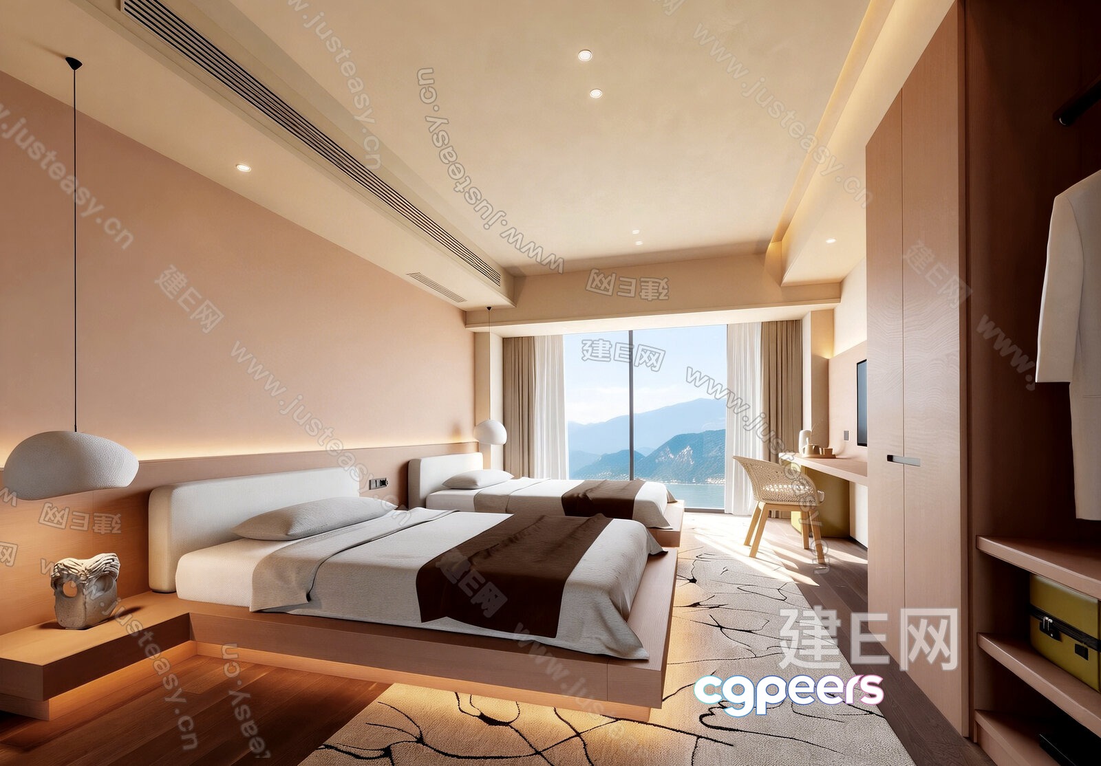 Pink Bedroom 3D Model - 1593 - VRAY Render
