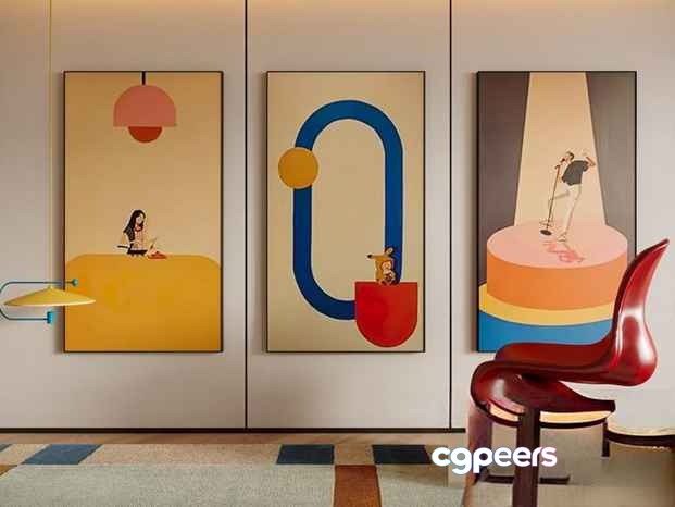 Modern Art Gallery 3D Model - 20620 - CORONA Render
