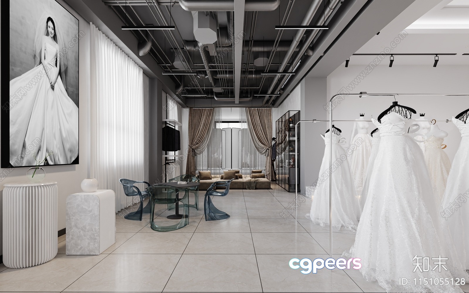 Modern Wedding Dress Shop 3D Model - 7305 - VRAY Render Modern Wedding Dress Shop 3D Model - 7305 - VRAY Render
