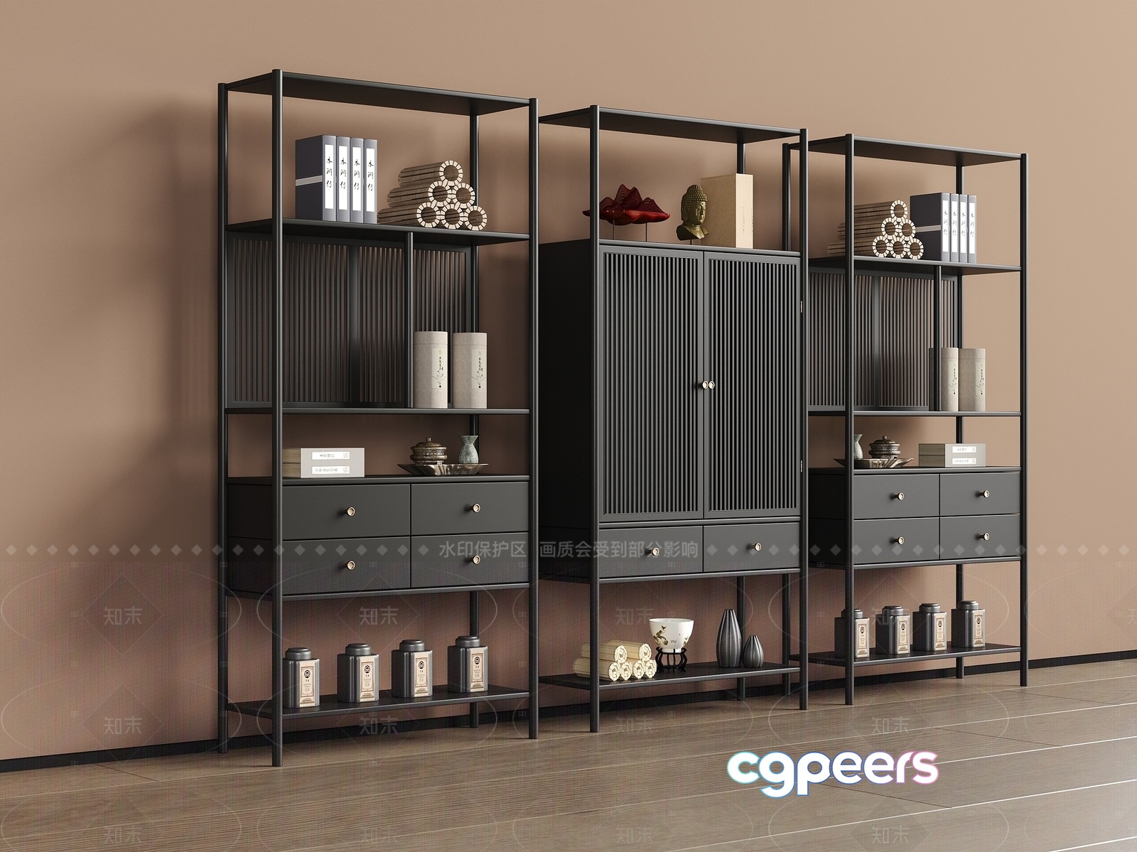 Modern Shelving Unit 3D Model - 19728 - CORONA Render