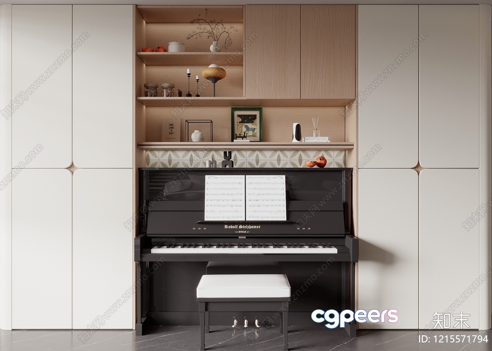 Modern Piano Setup 3D Model - 14779 - VRAY Render Modern Piano Setup 3D Model - 14779 - VRAY Render