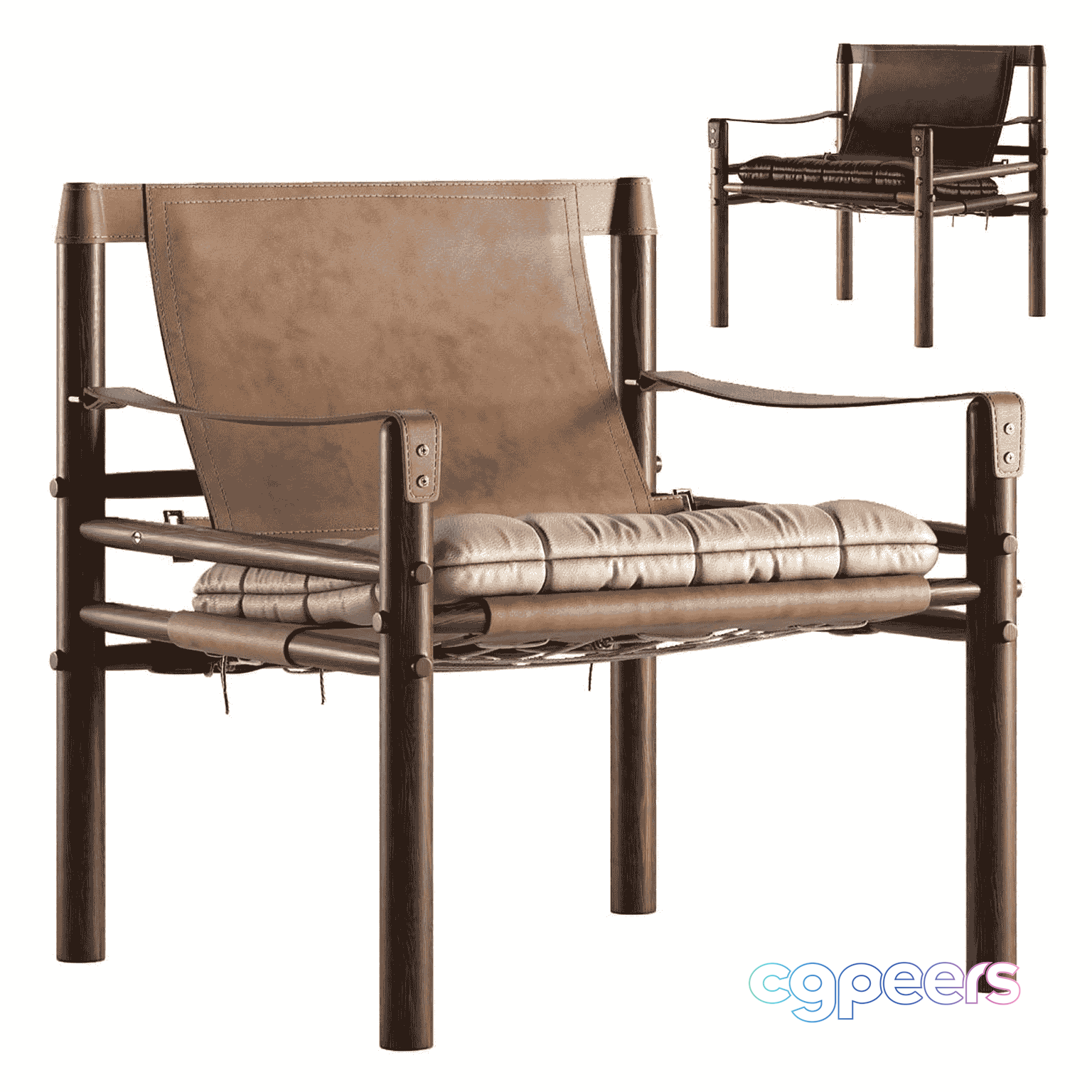 Brown Leather Chair 3D Model - 17275 - VRAY Render