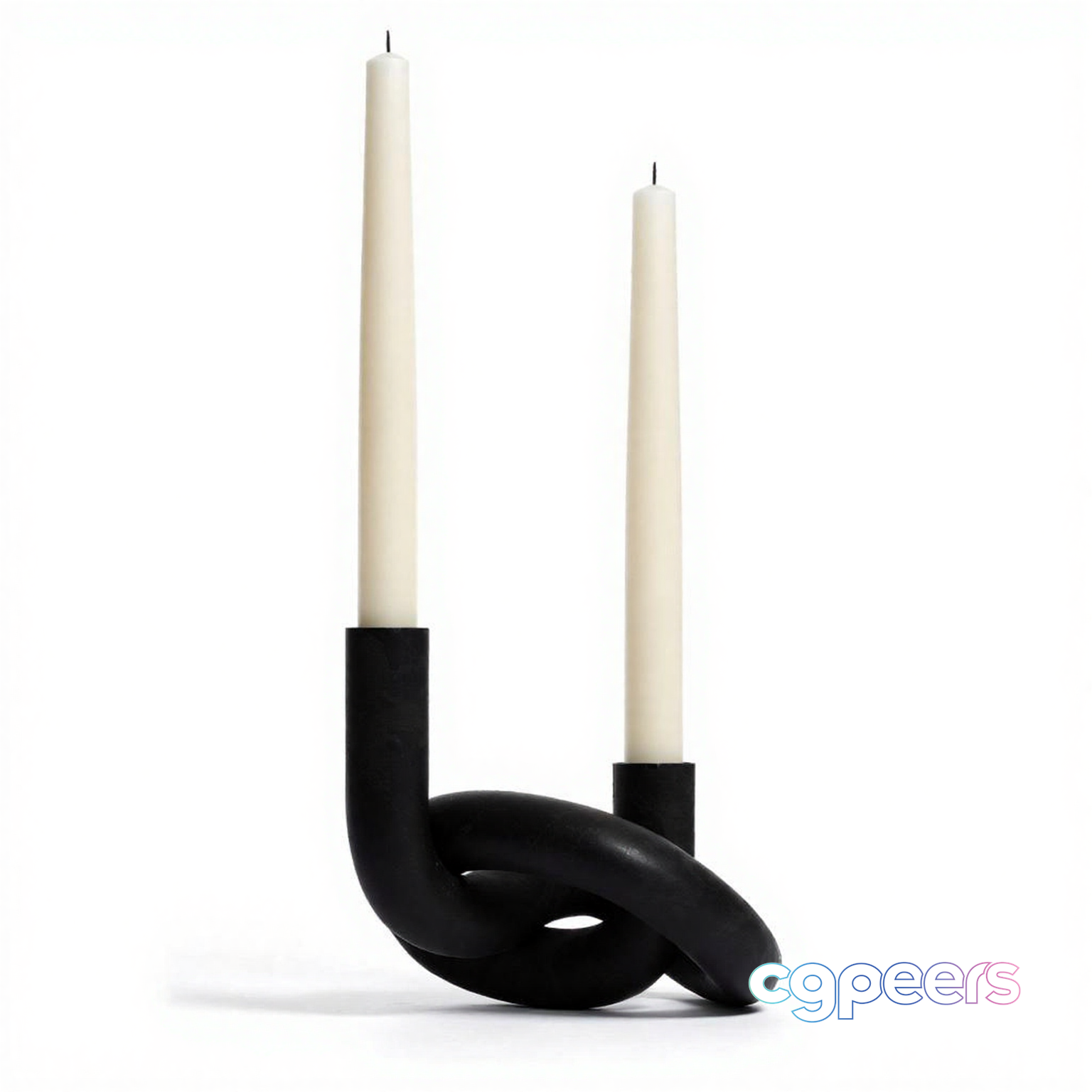 A Black Candle Holder With Two White Candles 3D Model - 1478 - VRAY Render A Black Candle Holder With Two White Candles 3D Model - 1478 - VRAY Render