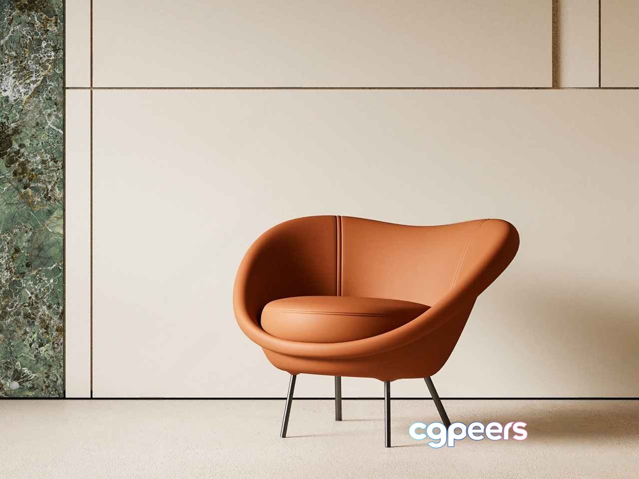 A Modern Tan Leather Chair 3D Model - 951 - CORONA Render