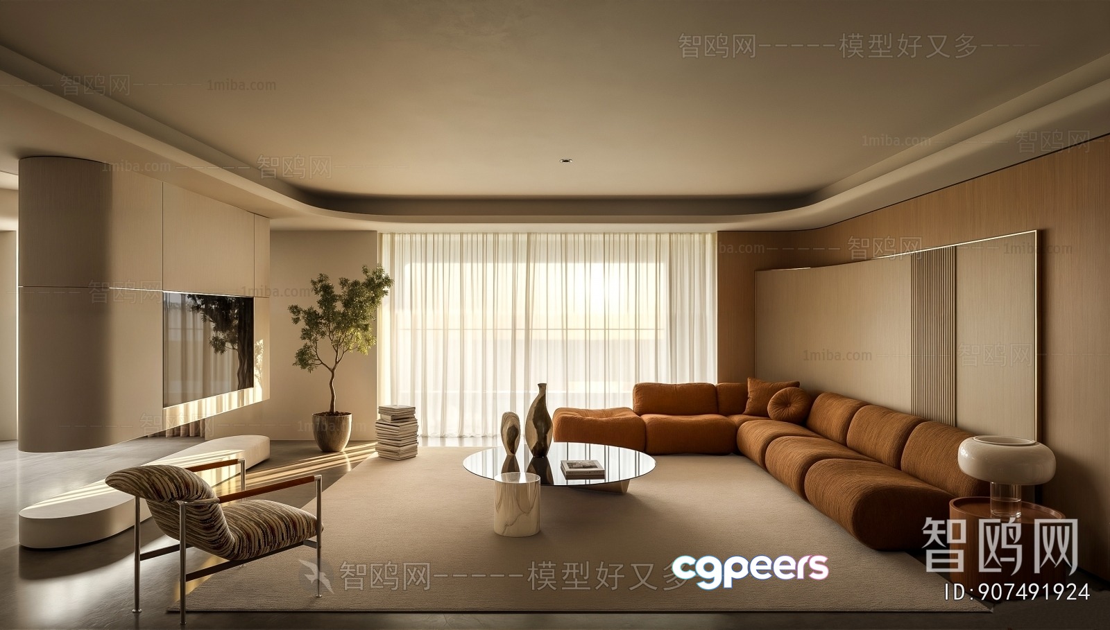 Modern Living Room 3D Model - 7434 - VRAY Render Modern Living Room 3D Model - 7434 - VRAY Render