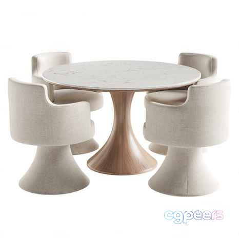 A Round Table With Two Chairs 3D Model - 5255 - CORONA Render