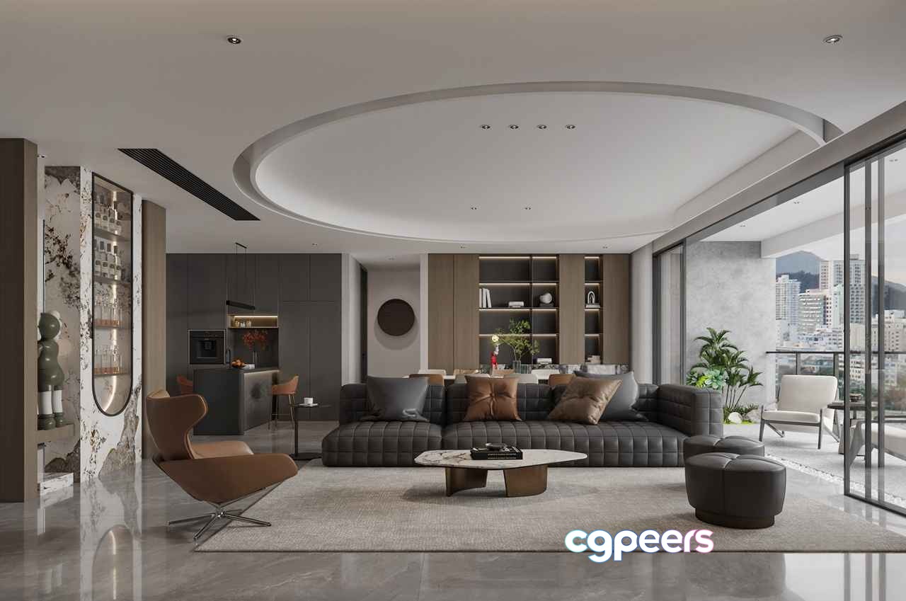 Modern Living Room 3D Model - 12868 - CORONA Render Modern Living Room 3D Model - 12868 - CORONA Render