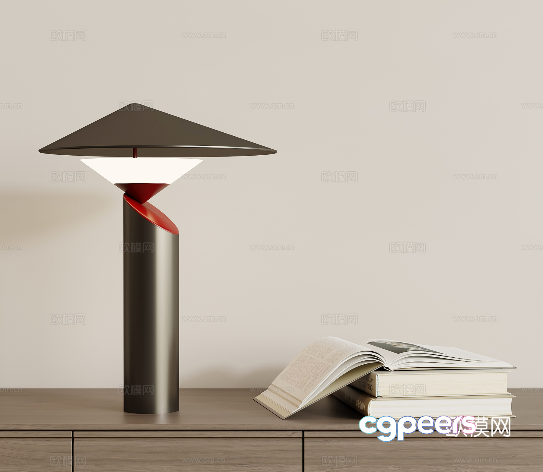 A Table Lamp With A Book 3D Model - 9444 - VRAY Render