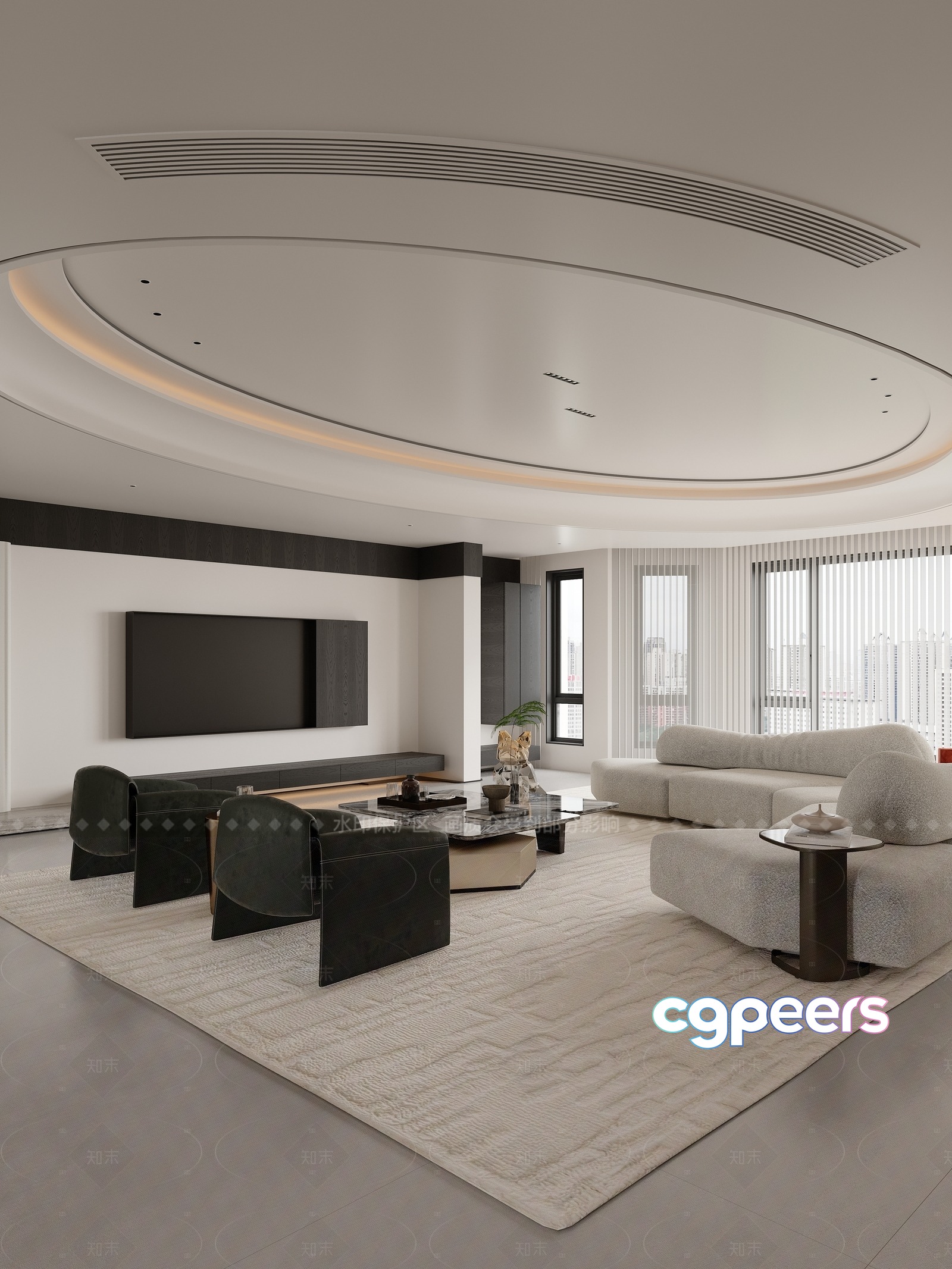 Modern Living Room 3D Model - 17502 - CORONA Render Modern Living Room 3D Model - 17502 - CORONA Render