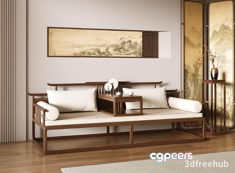 Traditional Asian Living Room 3D Model - 20520 - VRAY Render