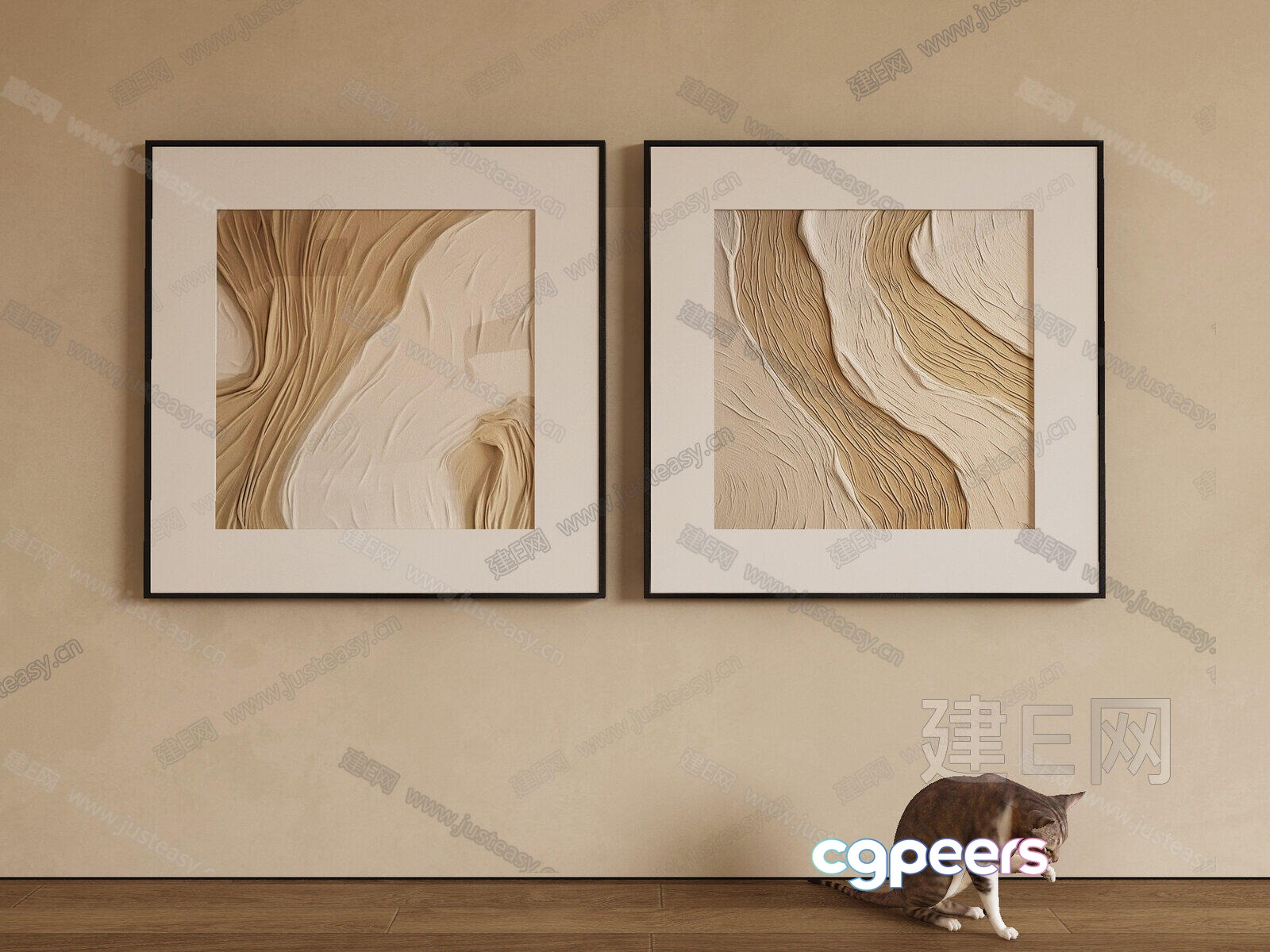 Artwork And A Cat 3D Model - 9176 - VRAY Render