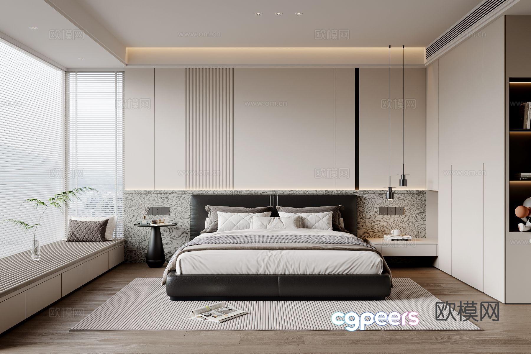 Modern Minimalist Bedroom 3D Model - 9801 - VRAY Render Modern Minimalist Bedroom 3D Model - 9801 - VRAY Render