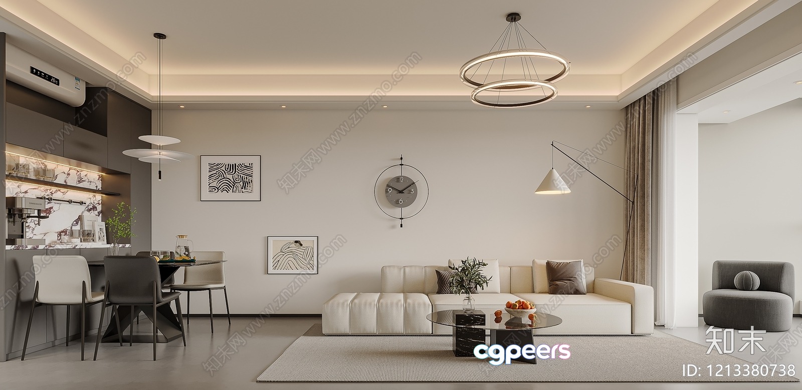 Modern Living Room 3D Model - 8017 - VRAY Render Modern Living Room 3D Model - 8017 - VRAY Render