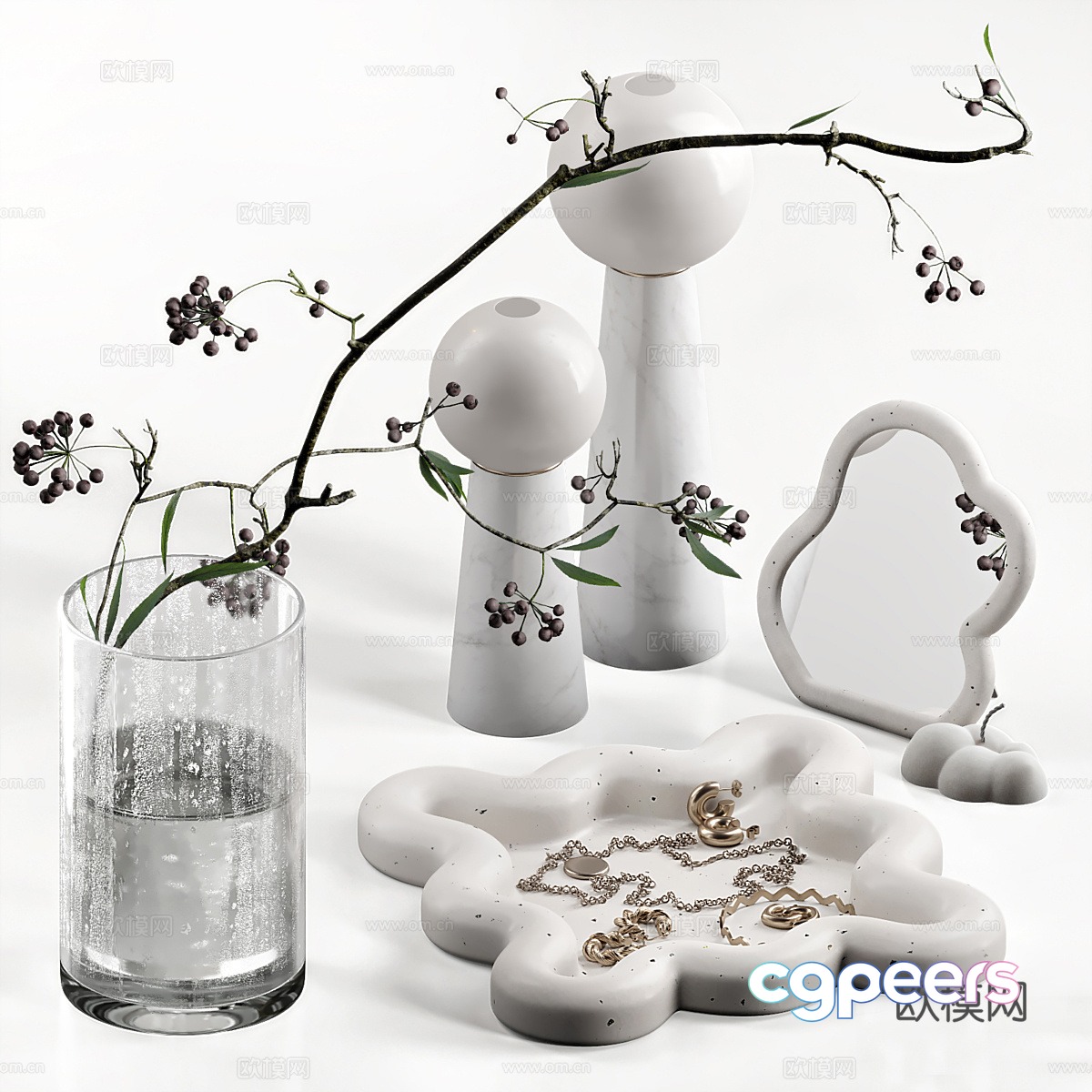 Modern White Decorative Items 3D Model - 20019 - CORONA Render