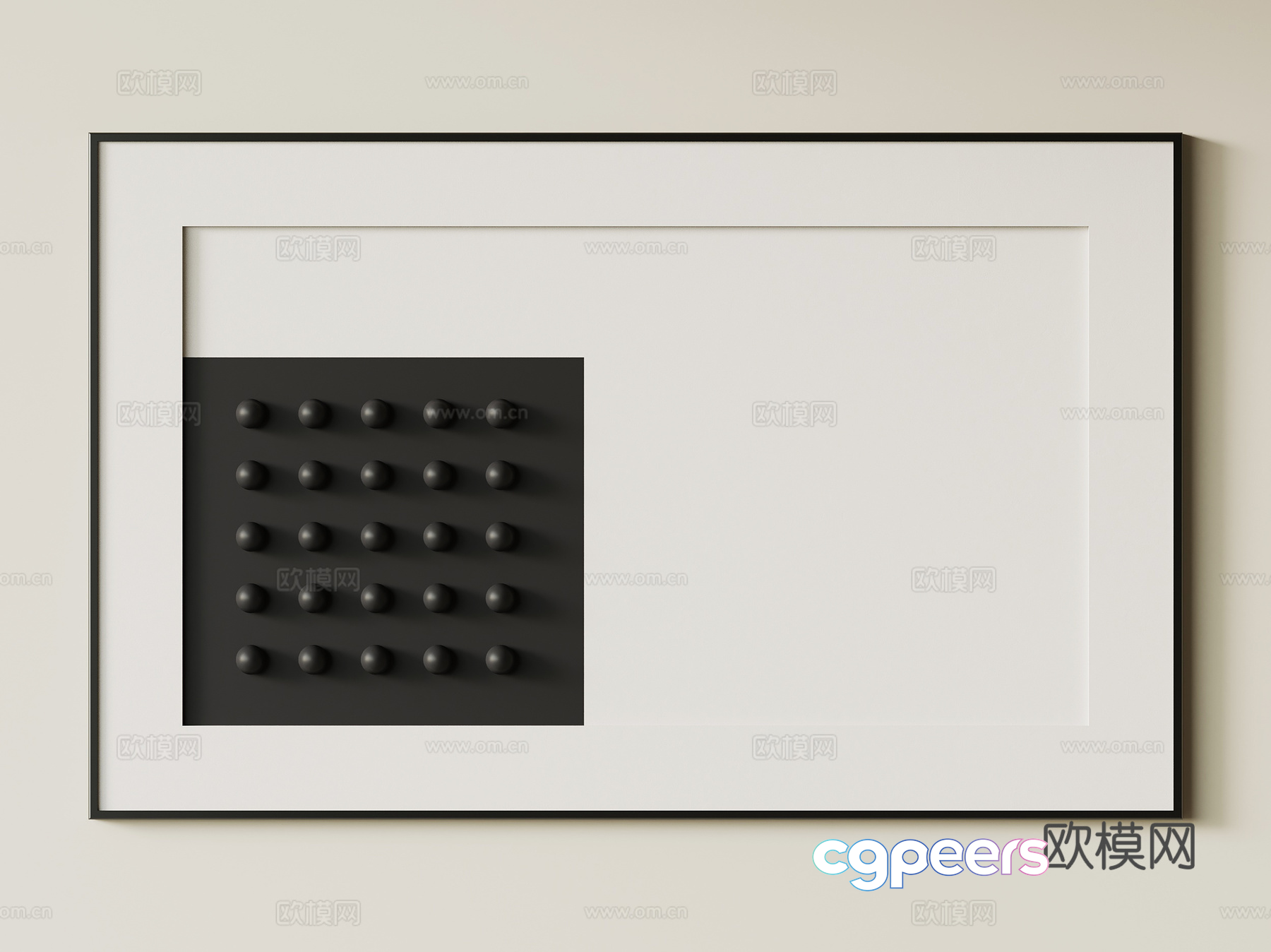A Black And White Abstract Art Piece 3D Model - 8843 - VRAY Render