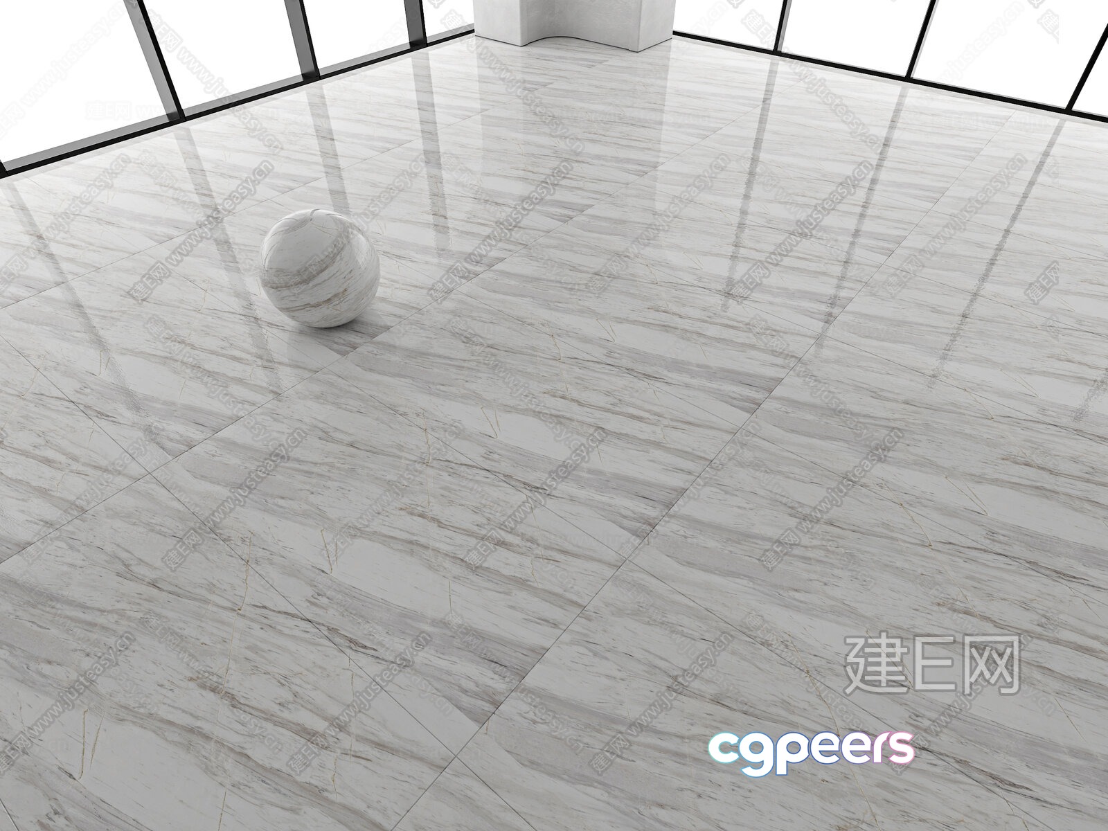 A Marble Floor With A Ball 3D Model - 10836 - VRAY Render