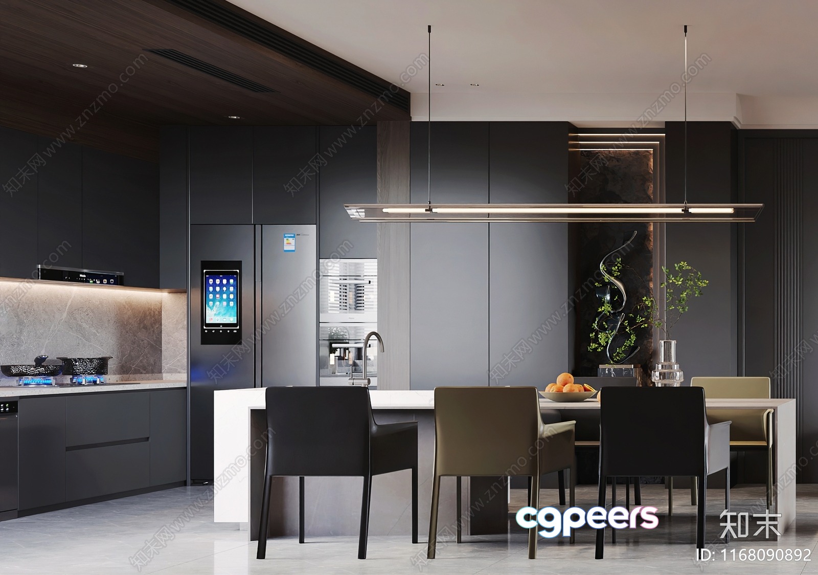 Modern Kitchen Space 3D Model - 10135 - VRAY Render