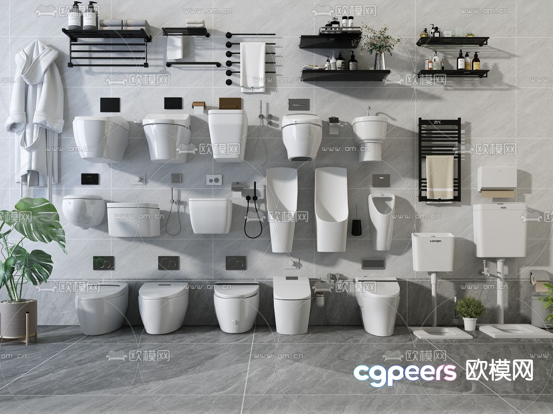 Modern Bathroom Fixtures 3D Model - 724 - VRAY Render Modern Bathroom Fixtures 3D Model - 724 - VRAY Render