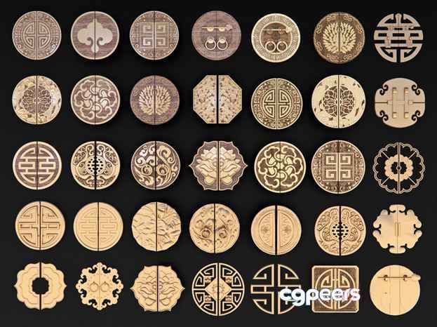 Asian-Style Wooden Designs 3D Model - 12018 - CORONA Render