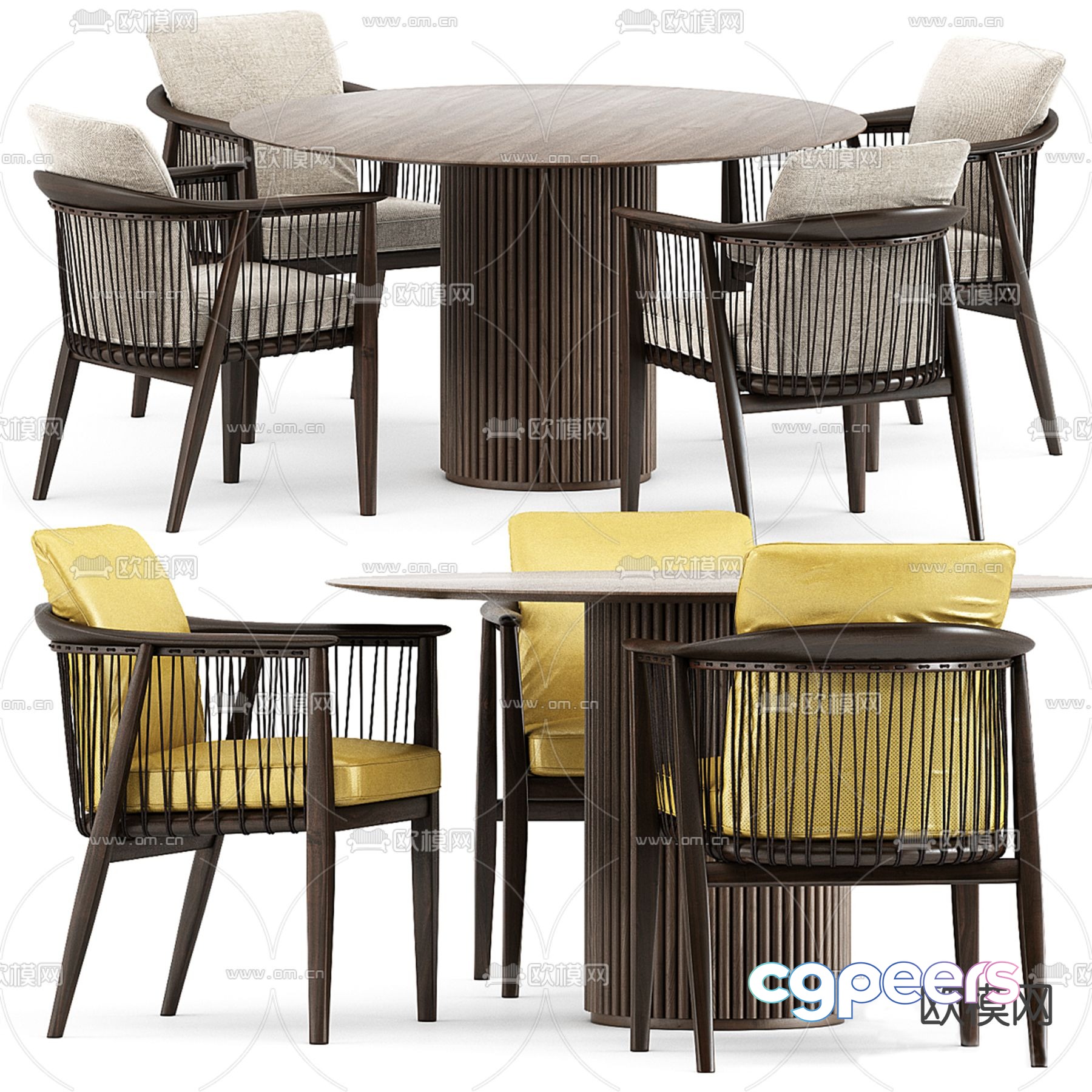 Modern Dining Table And Chairs 3D Model - 23029 - CORONA Render Modern Dining Table And Chairs 3D Model - 23029 - CORONA Render