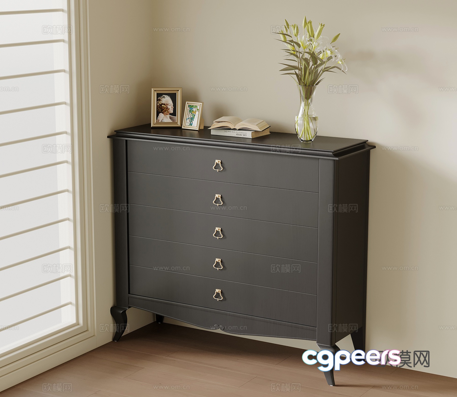 A Gray Dresser 3D Model - 22146 - VRAY Render