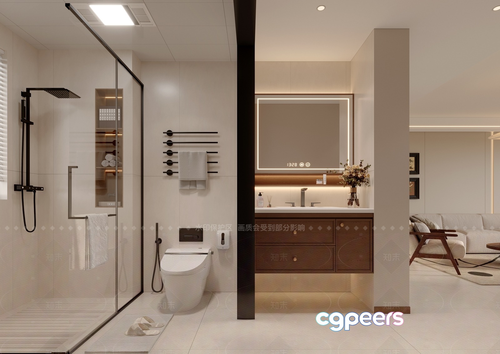 Modern Bathroom 3D Model - 5629 - CORONA Render Modern Bathroom 3D Model - 5629 - CORONA Render