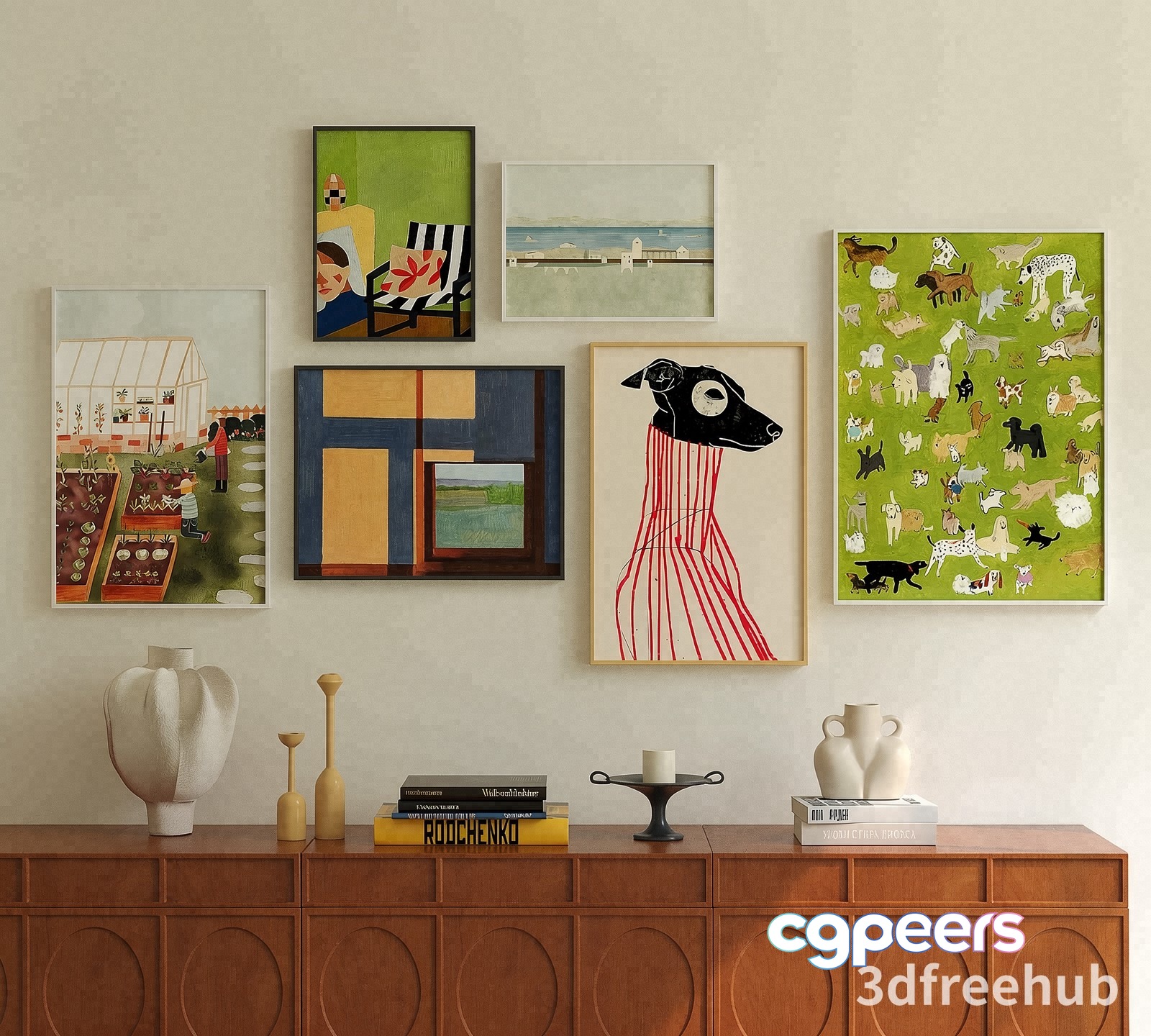 A Collection Of Framed Artwork 3D Model - 22887 - VRAY Render