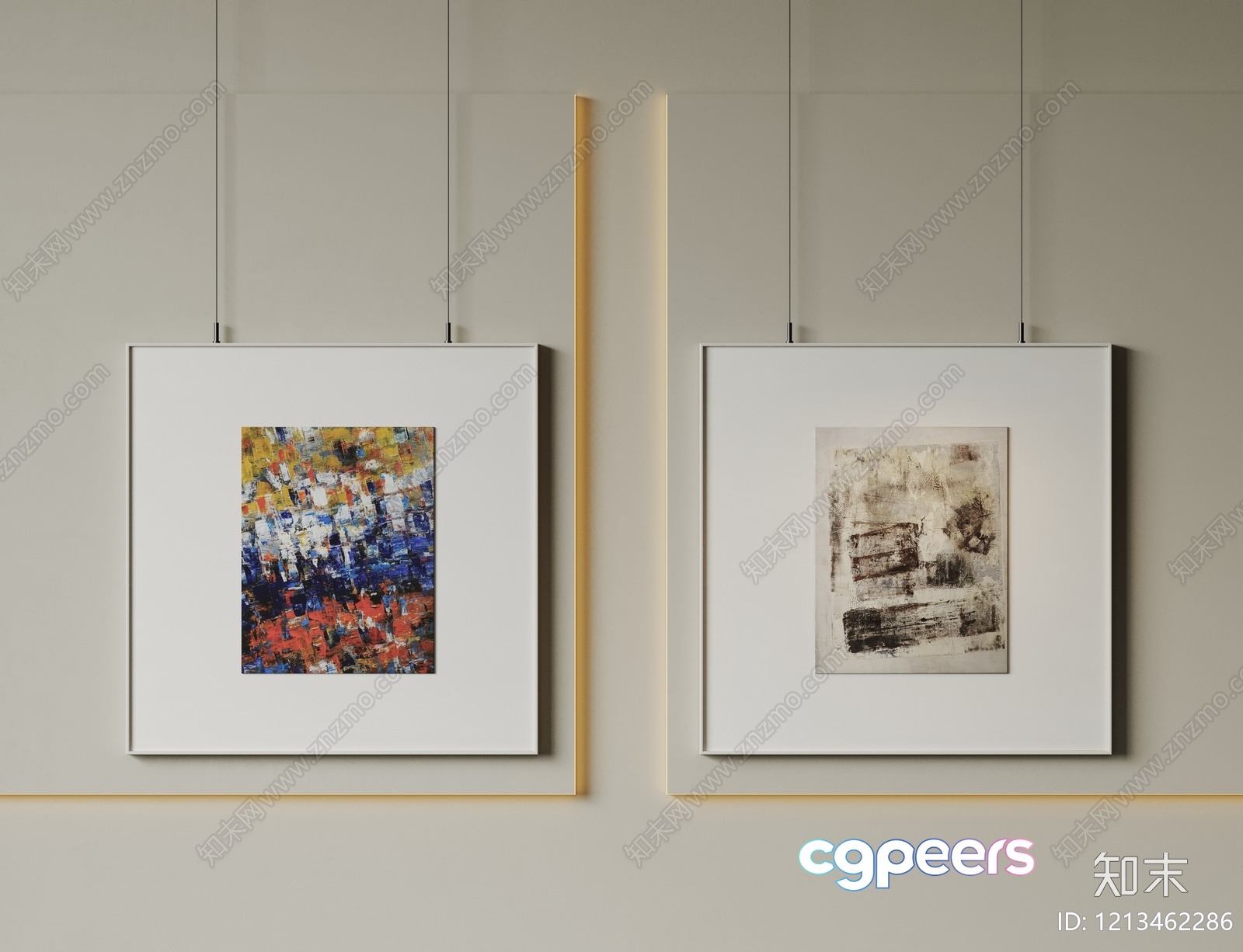 Two Framed Abstract Art Pieces 3D Model - 5056 - VRAY Render
