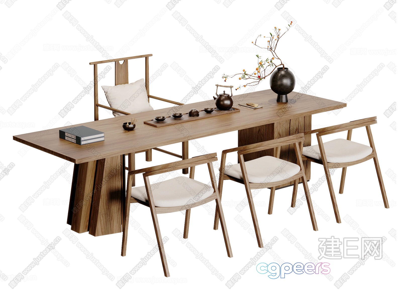 Modern Wood Dining Table 3D Model - 17985 - VRAY Render Modern Wood Dining Table 3D Model - 17985 - VRAY Render