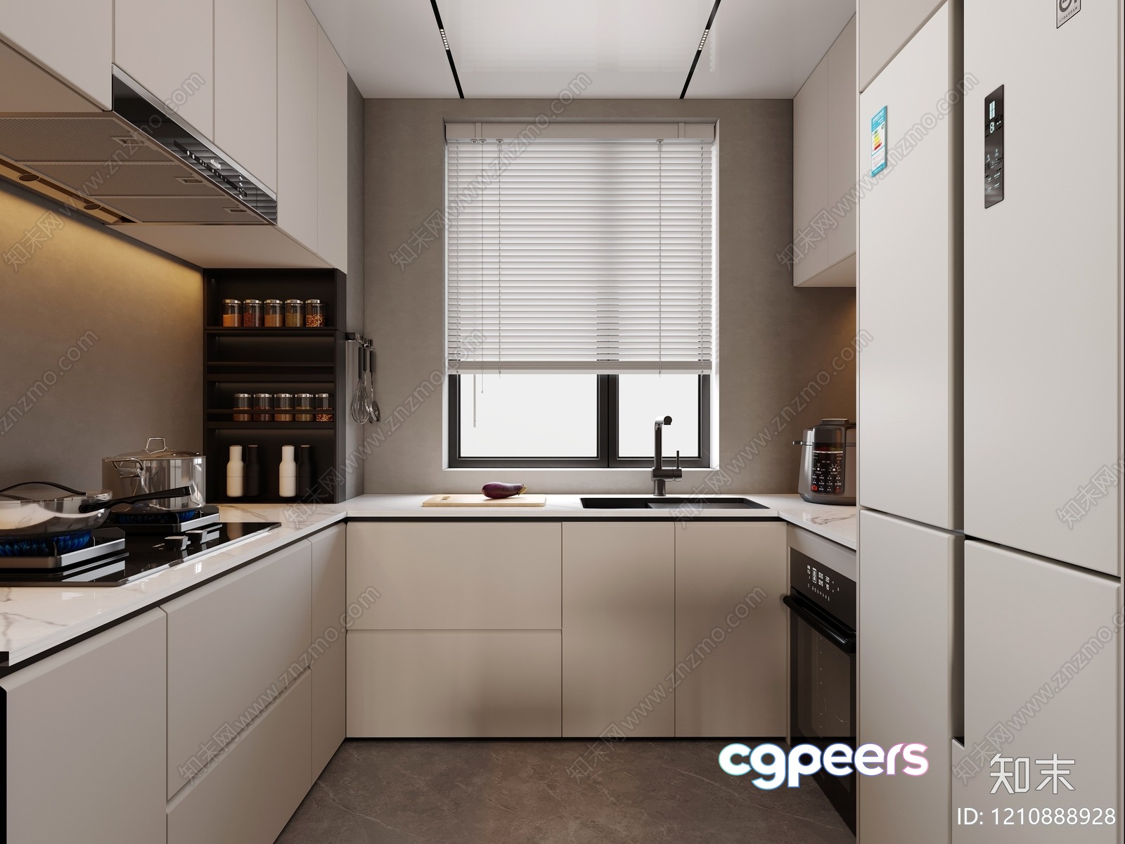 Modern Kitchen Space 3D Model - 3576 - VRAY Render Modern Kitchen Space 3D Model - 3576 - VRAY Render