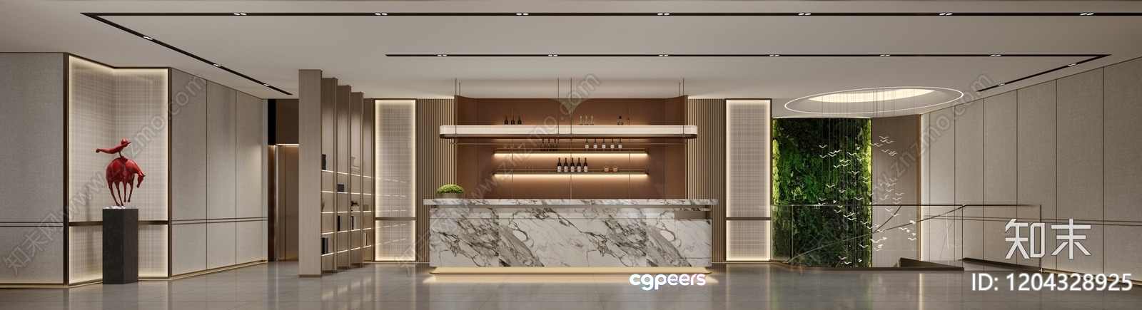 Modern Office Reception Area 3D Model - 9932 - CORONA Render Modern Office Reception Area 3D Model - 9932 - CORONA Render