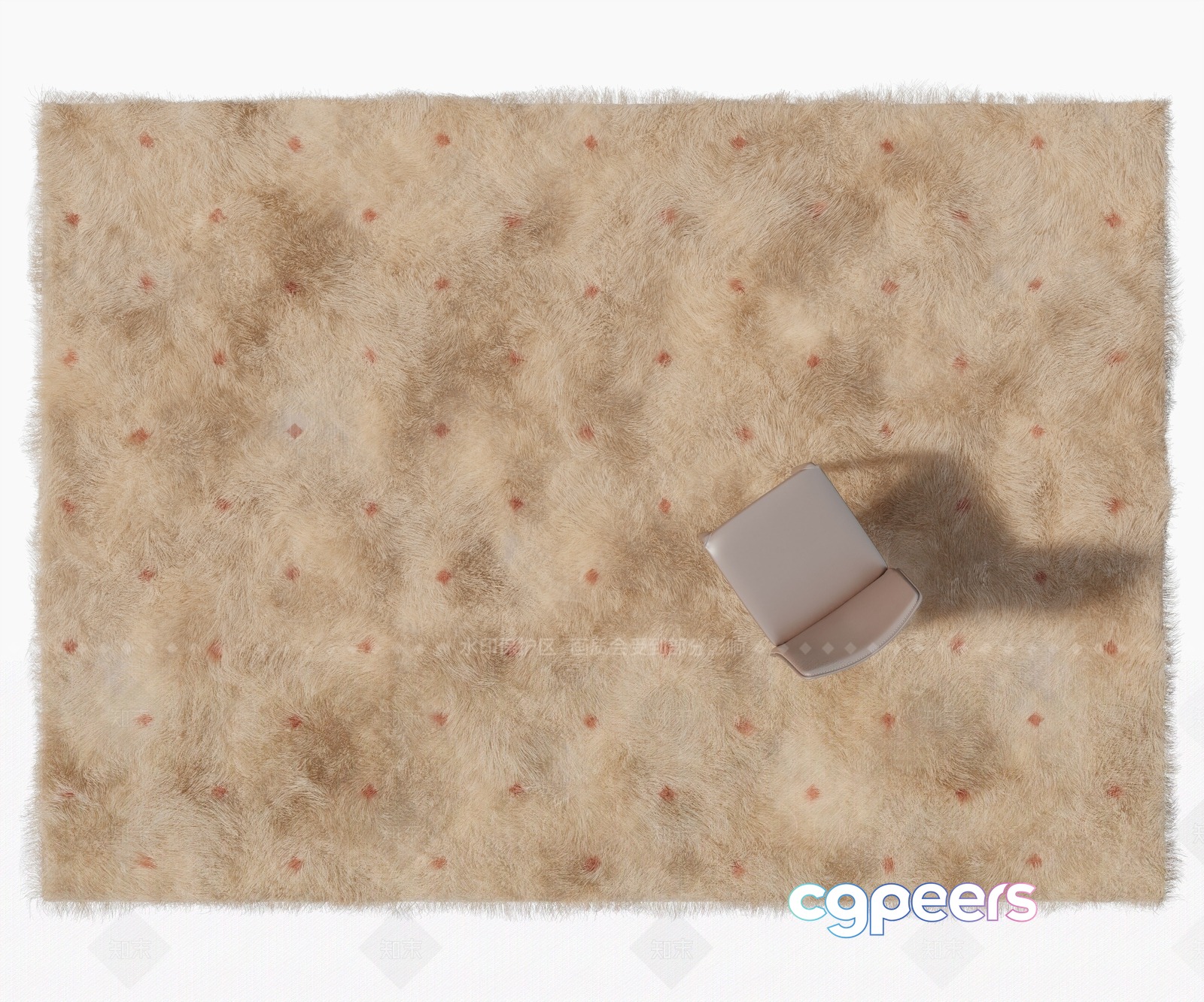 A Beige Fuzzy Rug With A Chair 3D Model - 10935 - VRAY Render