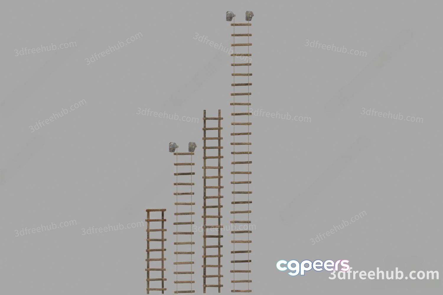 A 3D Rendering Of Multiple Ladders With Rocks On Top 3D Model - 22599 - VRAY Render A 3D Rendering Of Multiple Ladders With Rocks On Top 3D Model - 22599 - VRAY Render