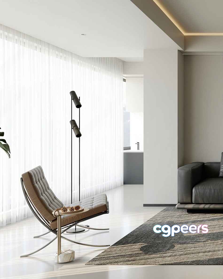 Modern Living Room 3D Model - 3989 - VRAY Render