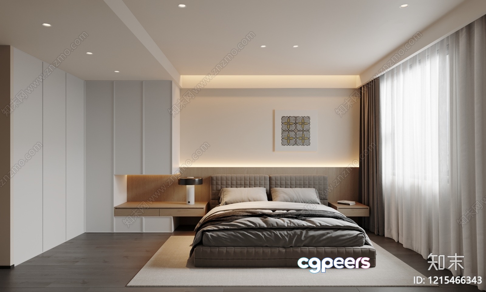 Modern Minimalist Bedroom 3D Model - 9568 - VRAY Render Modern Minimalist Bedroom 3D Model - 9568 - VRAY Render