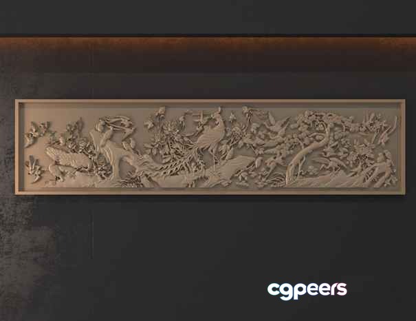 A Rectangular Beige Relief Sculpture 3D Model - 8812 - VRAY Render A Rectangular Beige Relief Sculpture 3D Model - 8812 - VRAY Render