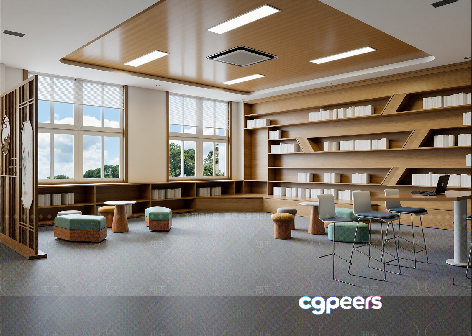 Modern Library Room 3D Model - 23228 - VRAY Render