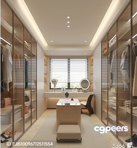 Modern Walk-In Closet 3D Model - 4535 - VRAY Render