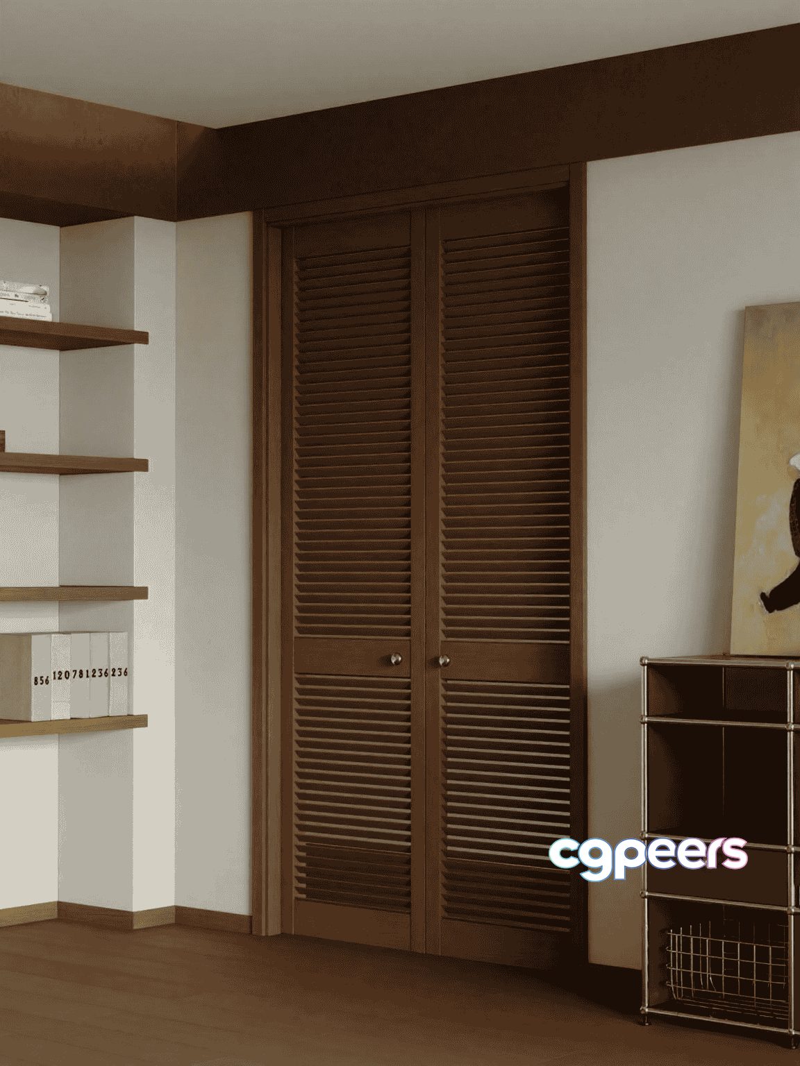 A Brown Closet With Shutters 3D Model - 14778 - VRAY Render A Brown Closet With Shutters 3D Model - 14778 - VRAY Render