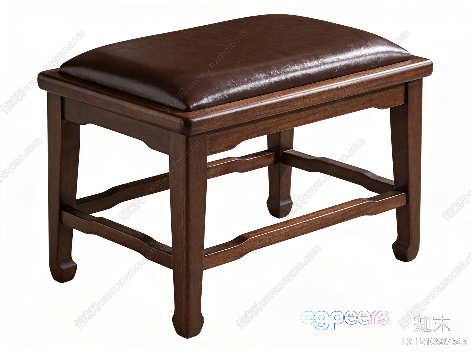 A Wooden Bench With A Leather Seat 3D Model - 17749 - VRAY Render A Wooden Bench With A Leather Seat 3D Model - 17749 - VRAY Render