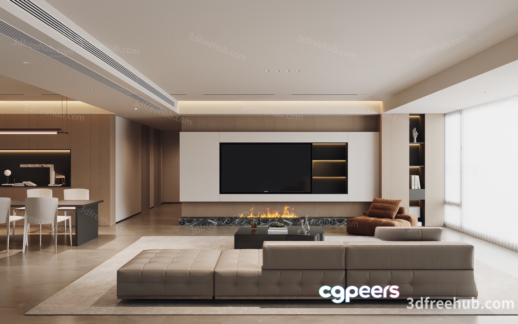 Modern Living Room 3D Model - 23288 - VRAY Render