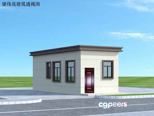 A Small Beige House 3D Model - 2146 - VRAY Render
