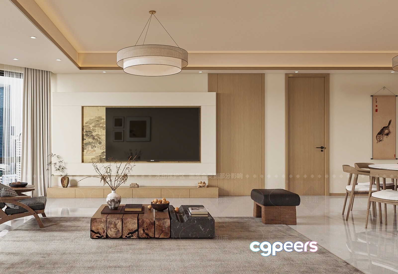 Modern Living Room 3D Model - 18669 - VRAY Render Modern Living Room 3D Model - 18669 - VRAY Render