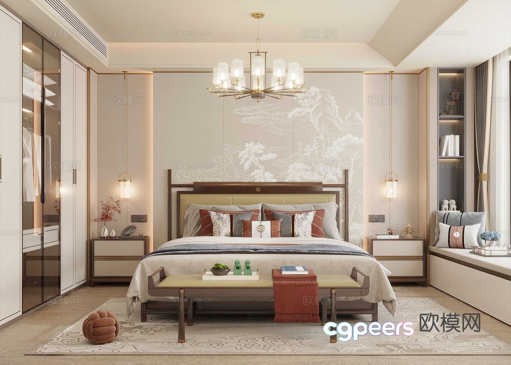 Cozy Bedroom 3D Model - 6816 - VRAY Render
