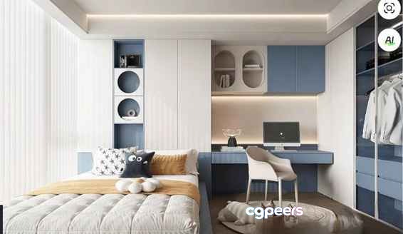 Modern Teenage Bedroom 3D Model - 13272 - VRAY Render