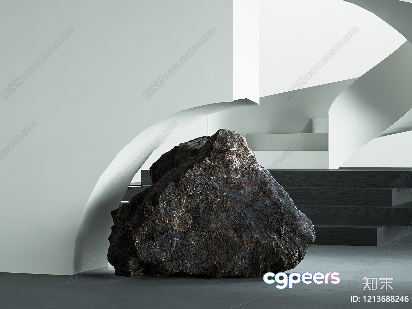 A Large Rock In A Modern Room 3D Model - 17868 - VRAY Render